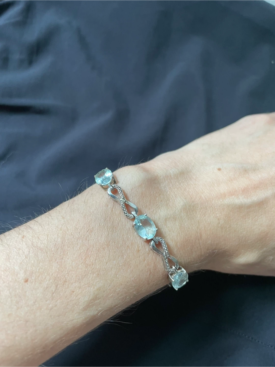 Silver Bracelet with Aquamarine Stones - photo 2