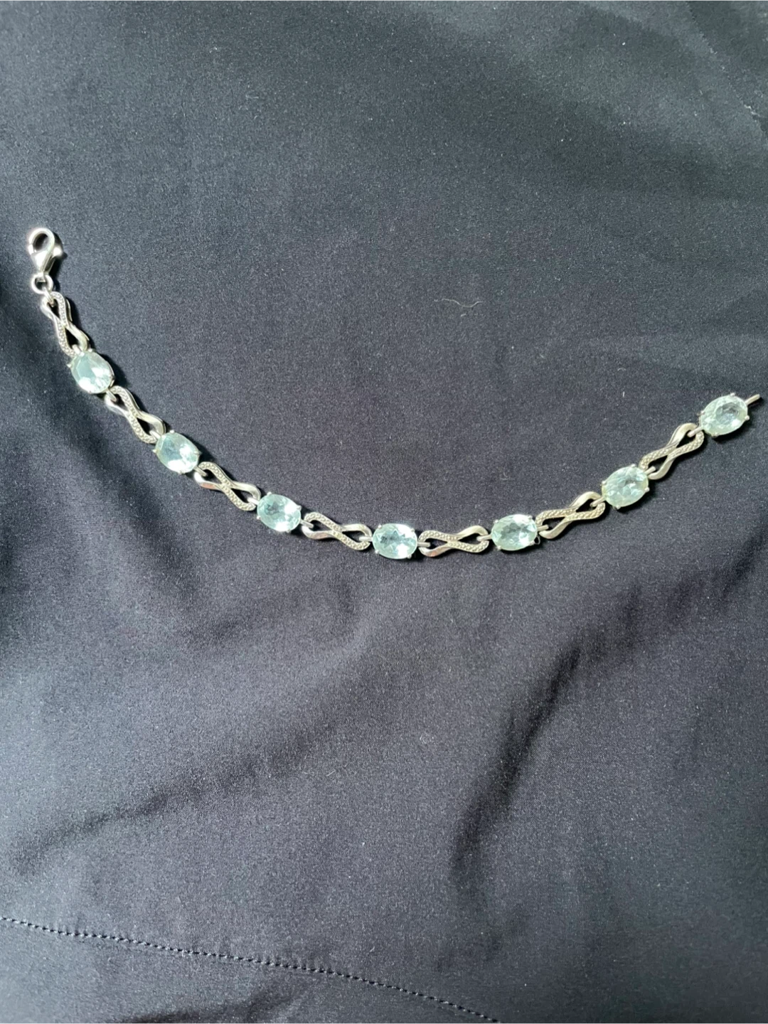 Silver Bracelet with Aquamarine Stones - photo 4