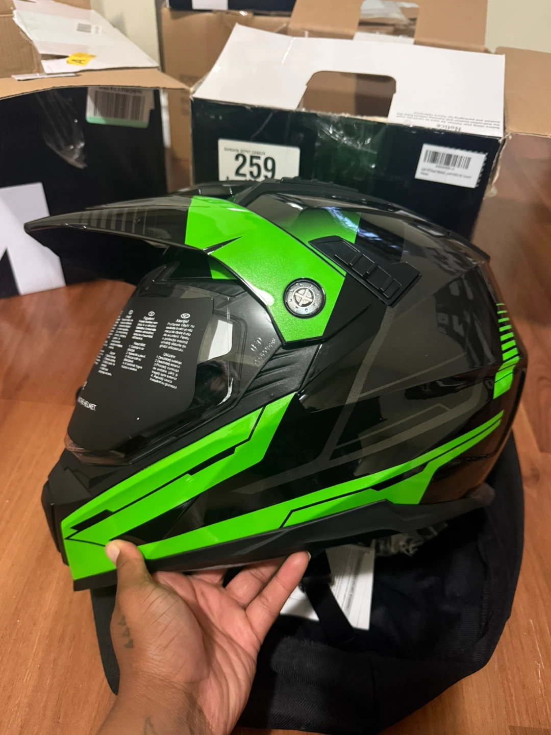 ILM Motorcycle Helmet - Green - Size M - photo 3