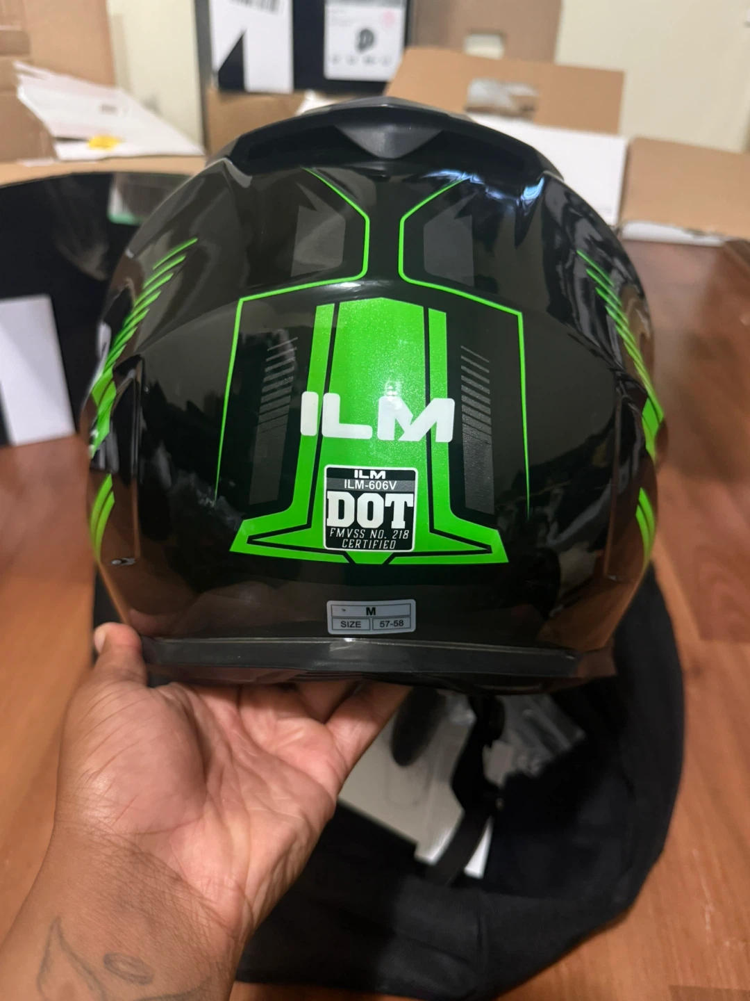ILM Motorcycle Helmet - Green - Size M - photo 4