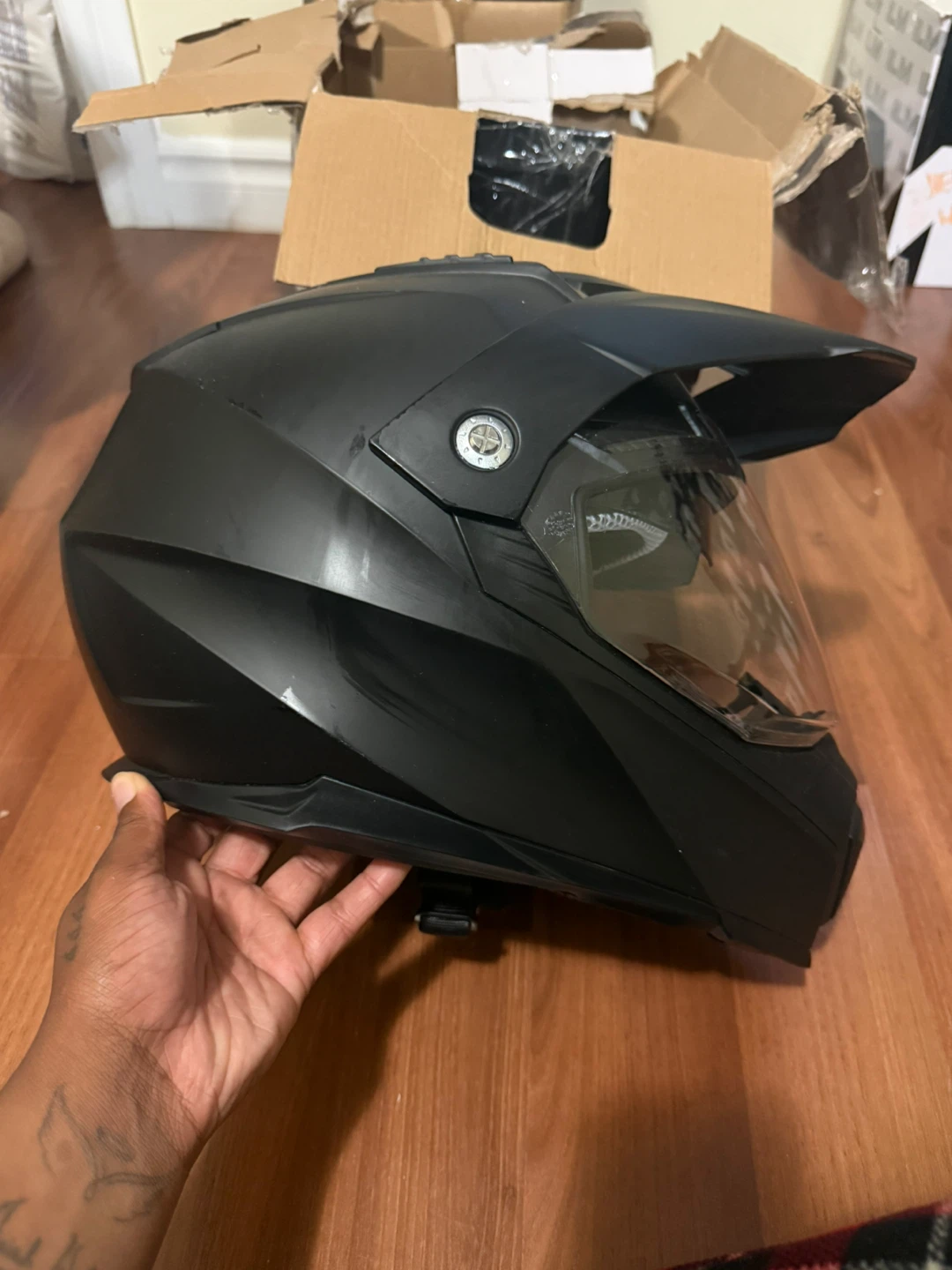 ILM Black Motorcycle Helmet DOT Certified - photo 2