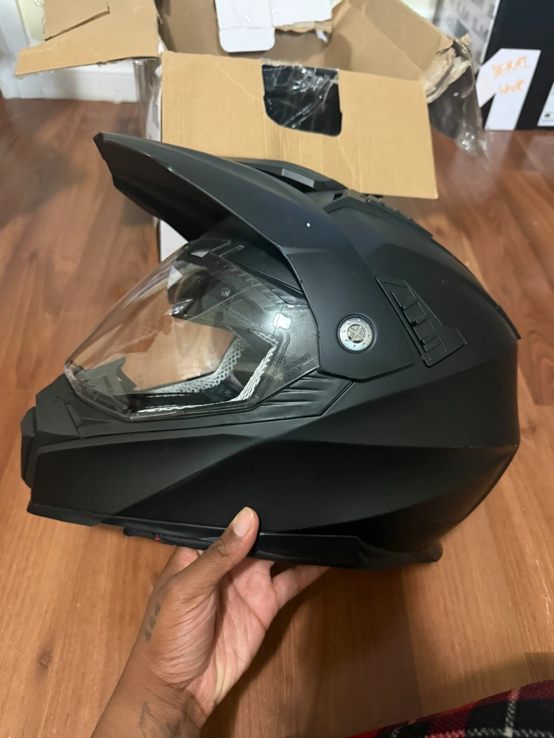 ILM Black Motorcycle Helmet DOT Certified - photo 4