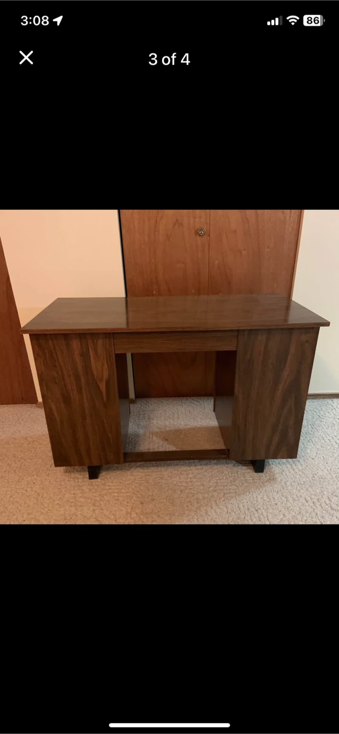 Vintage wood grain desk with storage - photo 3