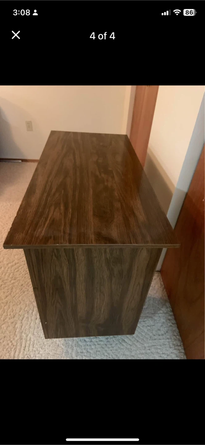 Vintage wood grain desk with storage - photo 4