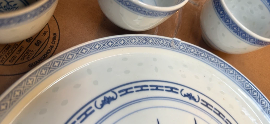 Blue and White Tea Set with Teapot, Cups, Bowls, and Tray - photo 3