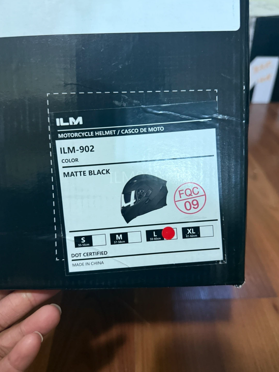 ILM Motorcycle Helmet - Matte Black - Size L