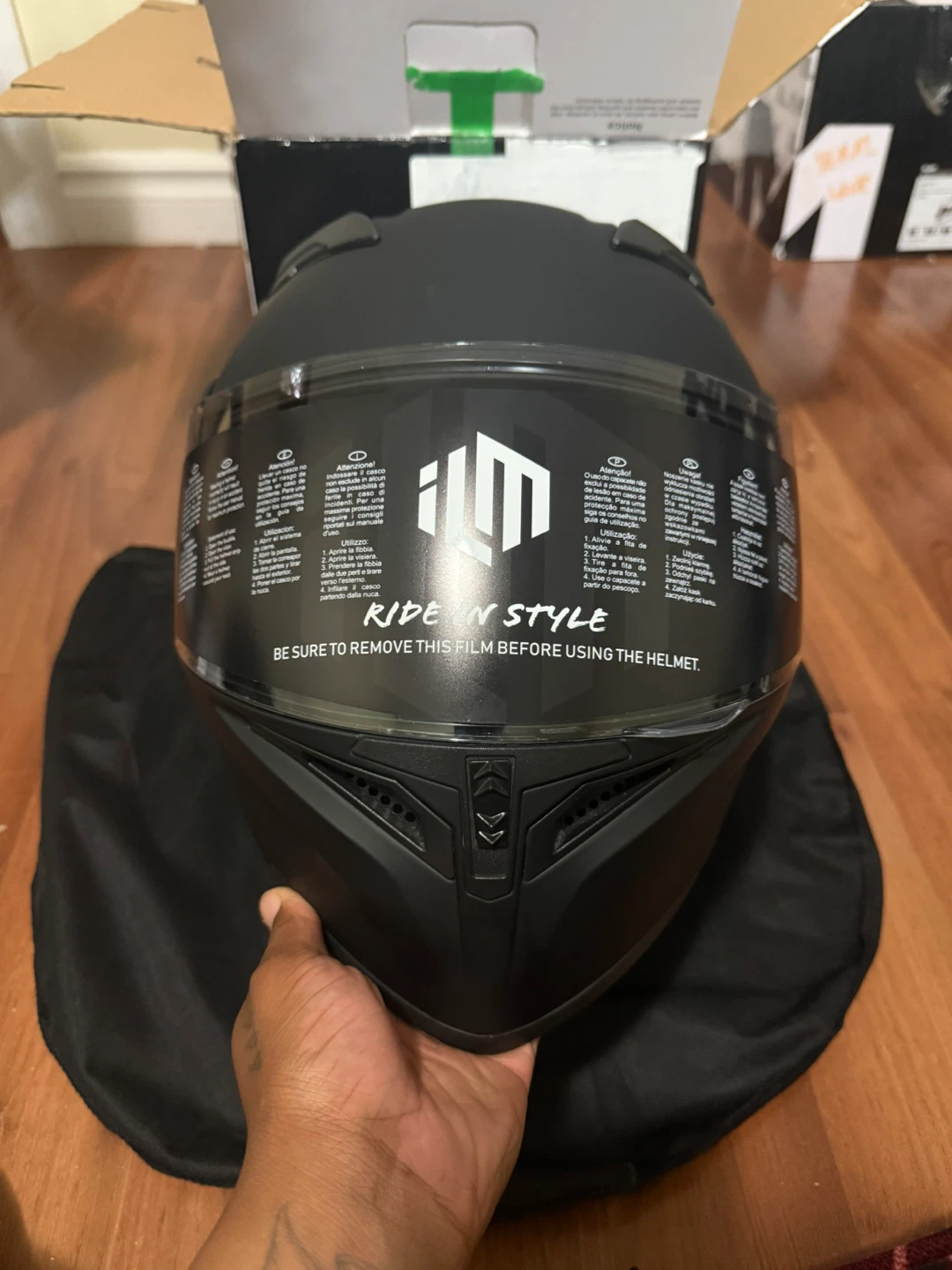 ILM Motorcycle Helmet - Matte Black - Size L - photo 2