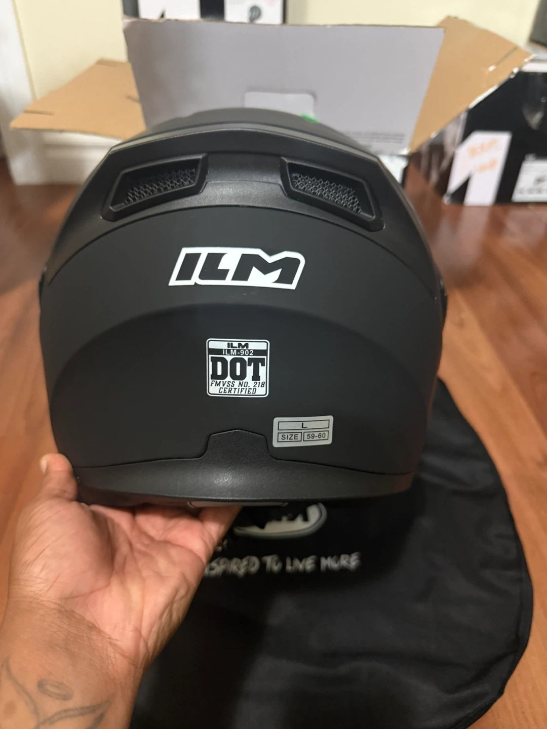 ILM Motorcycle Helmet - Matte Black - Size L - photo 4
