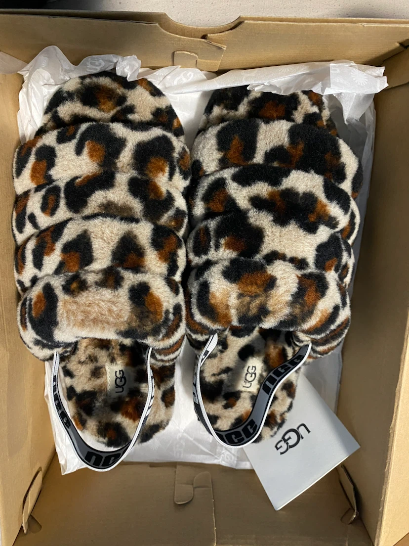 UGG Fluffy Slide Leopard Slippers Size 9 - photo 2