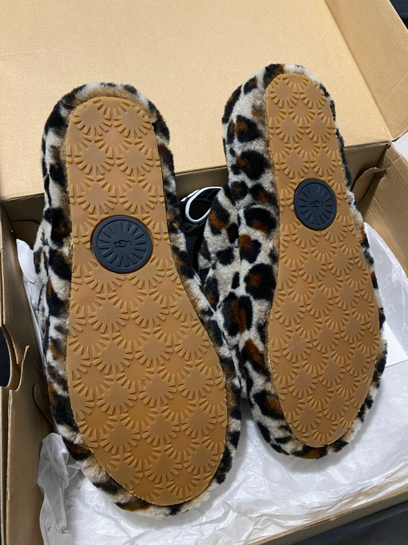 UGG Fluffy Slide Leopard Slippers Size 9 - photo 3