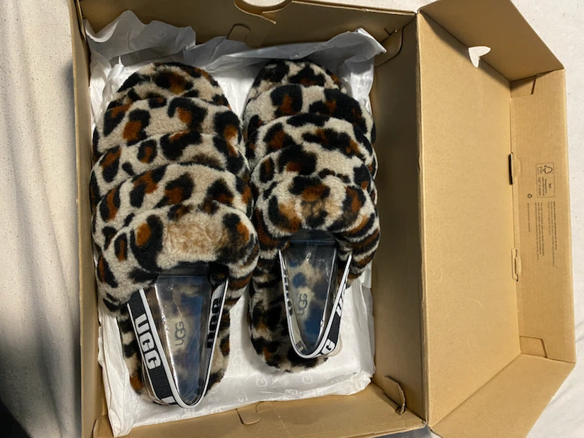 UGG Fluffy Slide Leopard Slippers Size 9 - photo 4