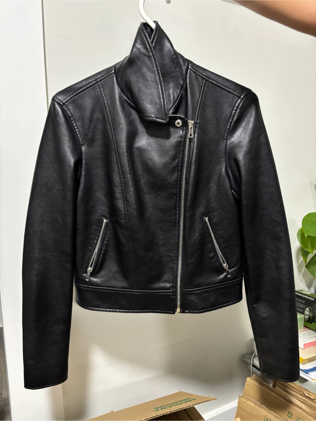 Dynamite Black Faux Leather Moto Jacket