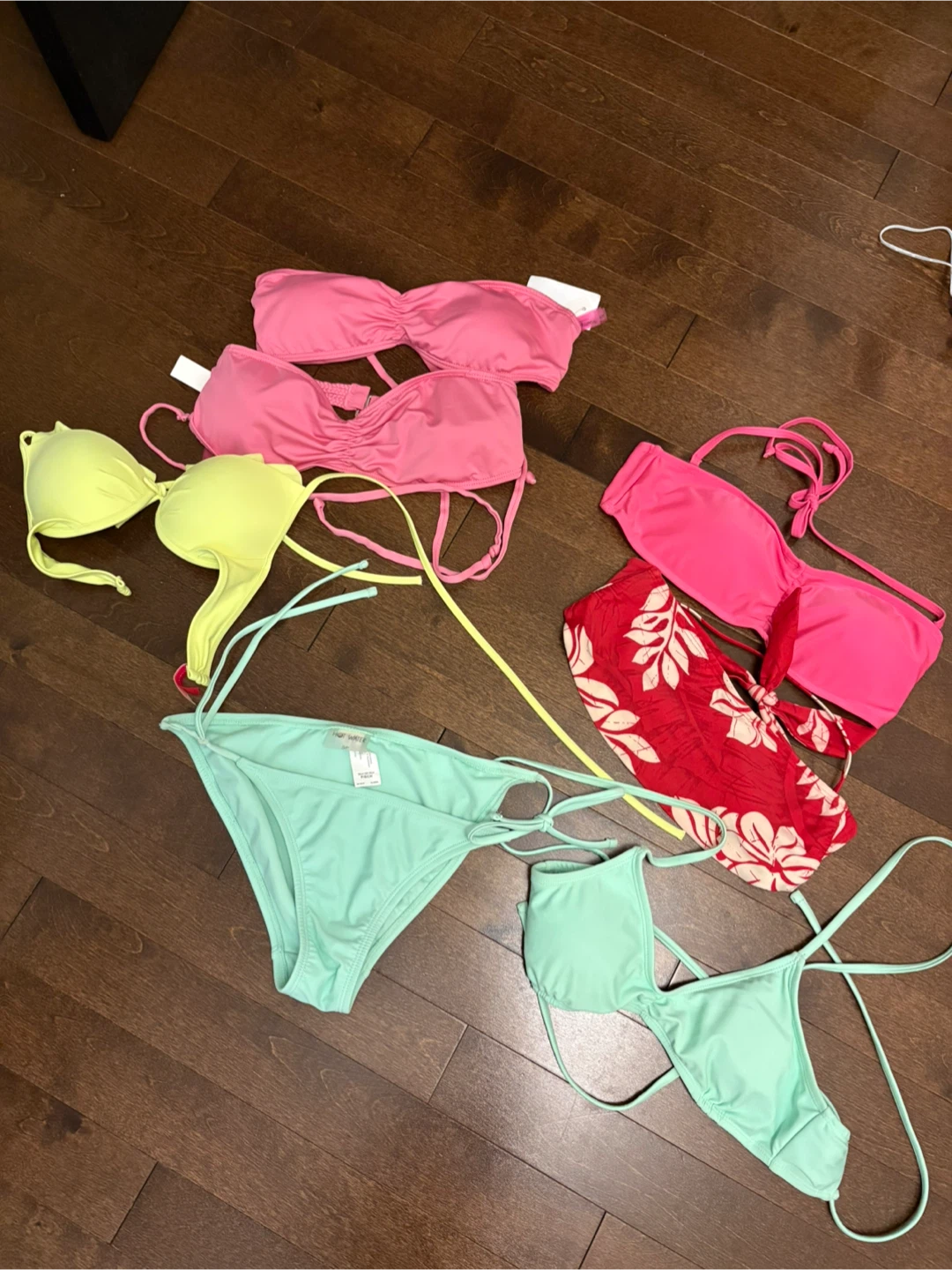 Four-Piece Bikini Set - Pink, Yellow, Mint, Floral