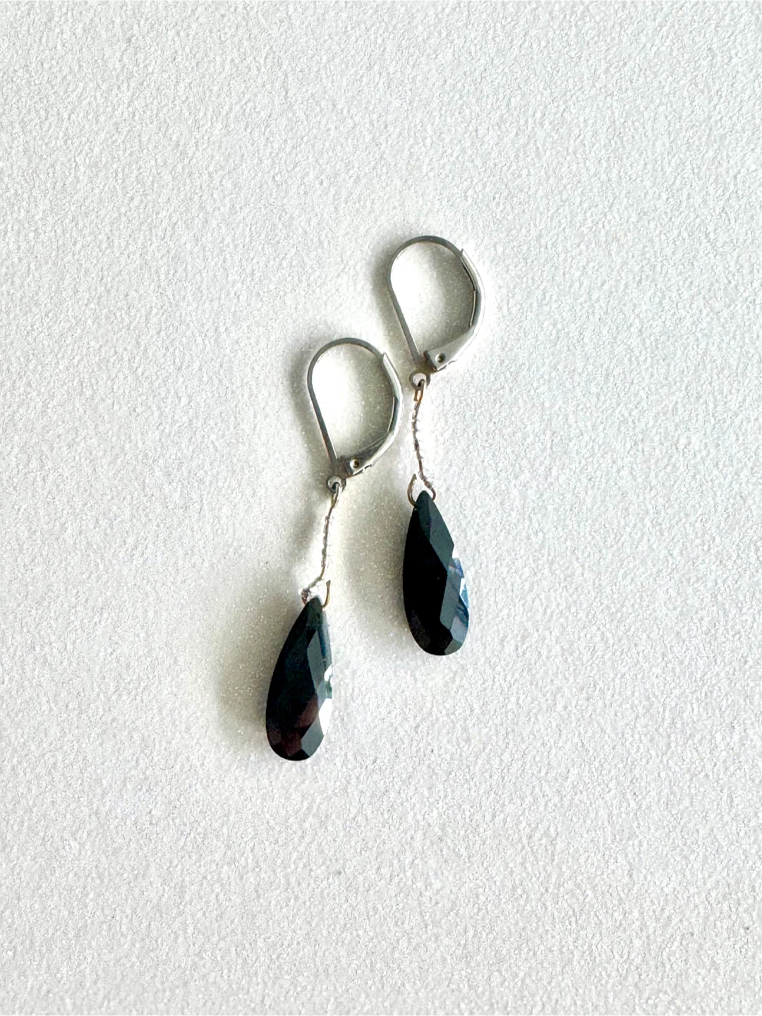 Black Teardrop Gemstone Earrings