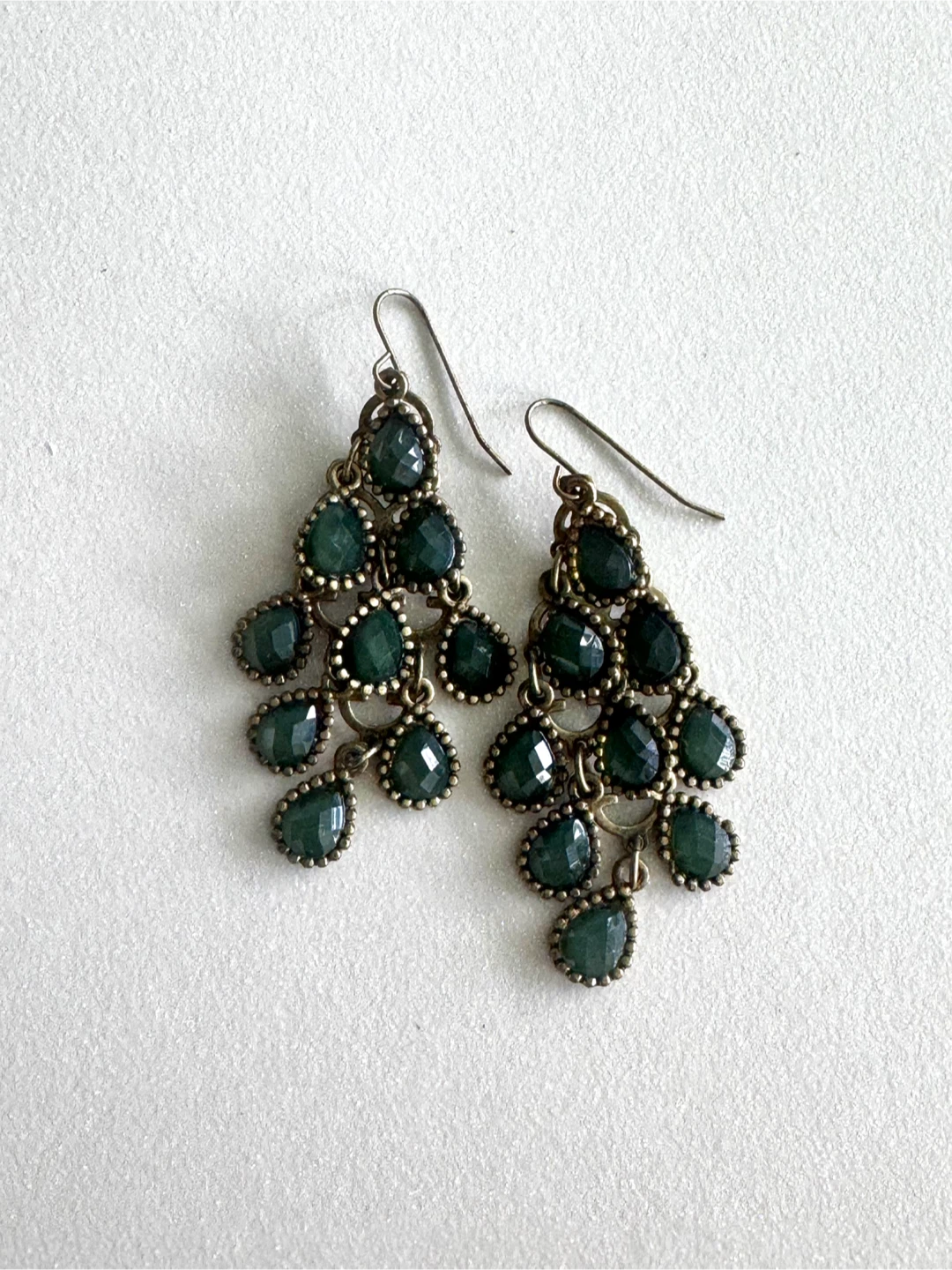 Dark Green Chandelier Earrings