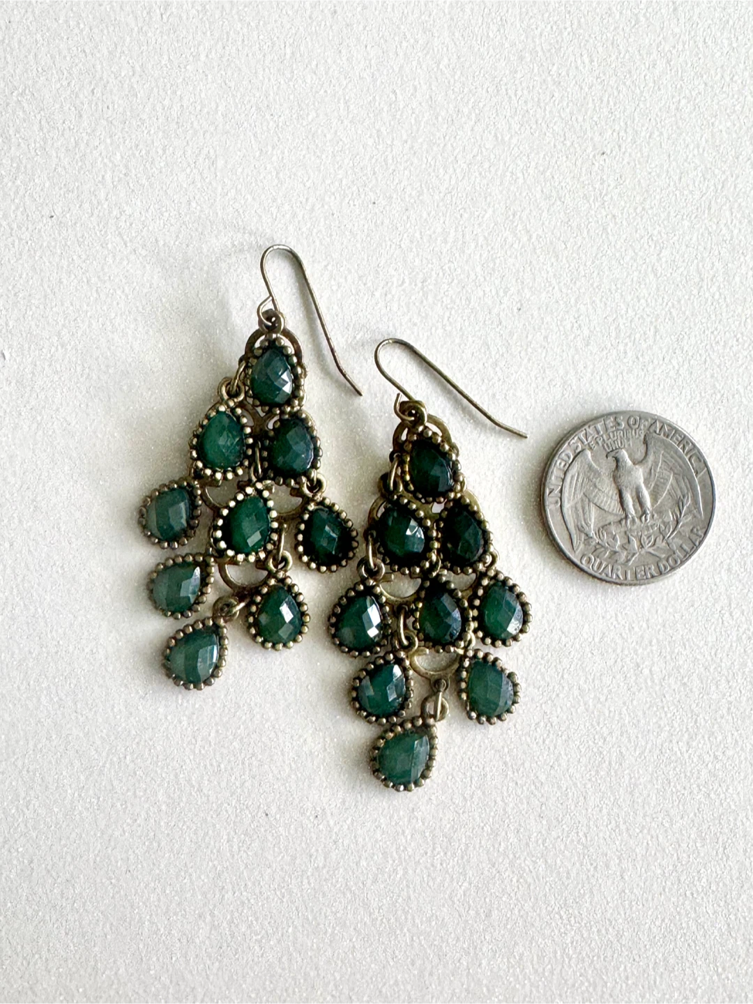 Dark Green Chandelier Earrings - photo 2