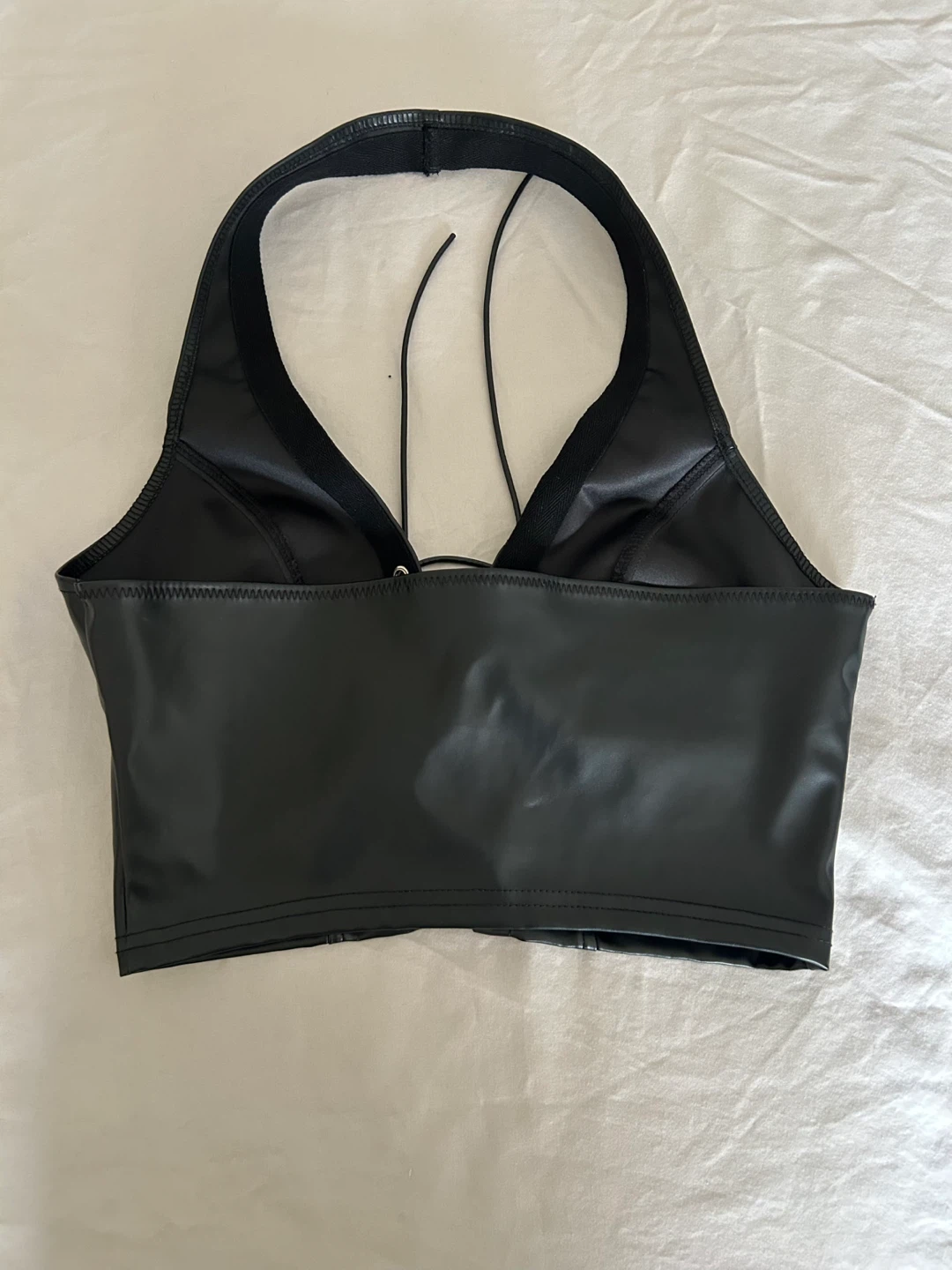 SHEIN Black Faux Leather Halter Top - photo 2
