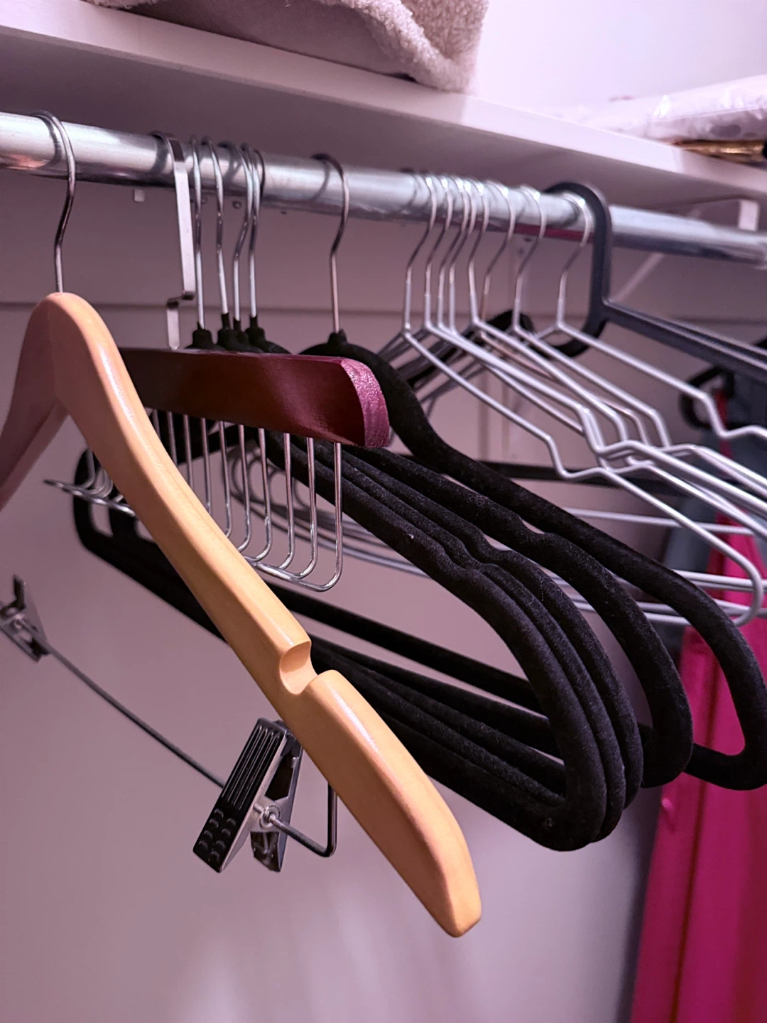 Wooden Hanger with Clips