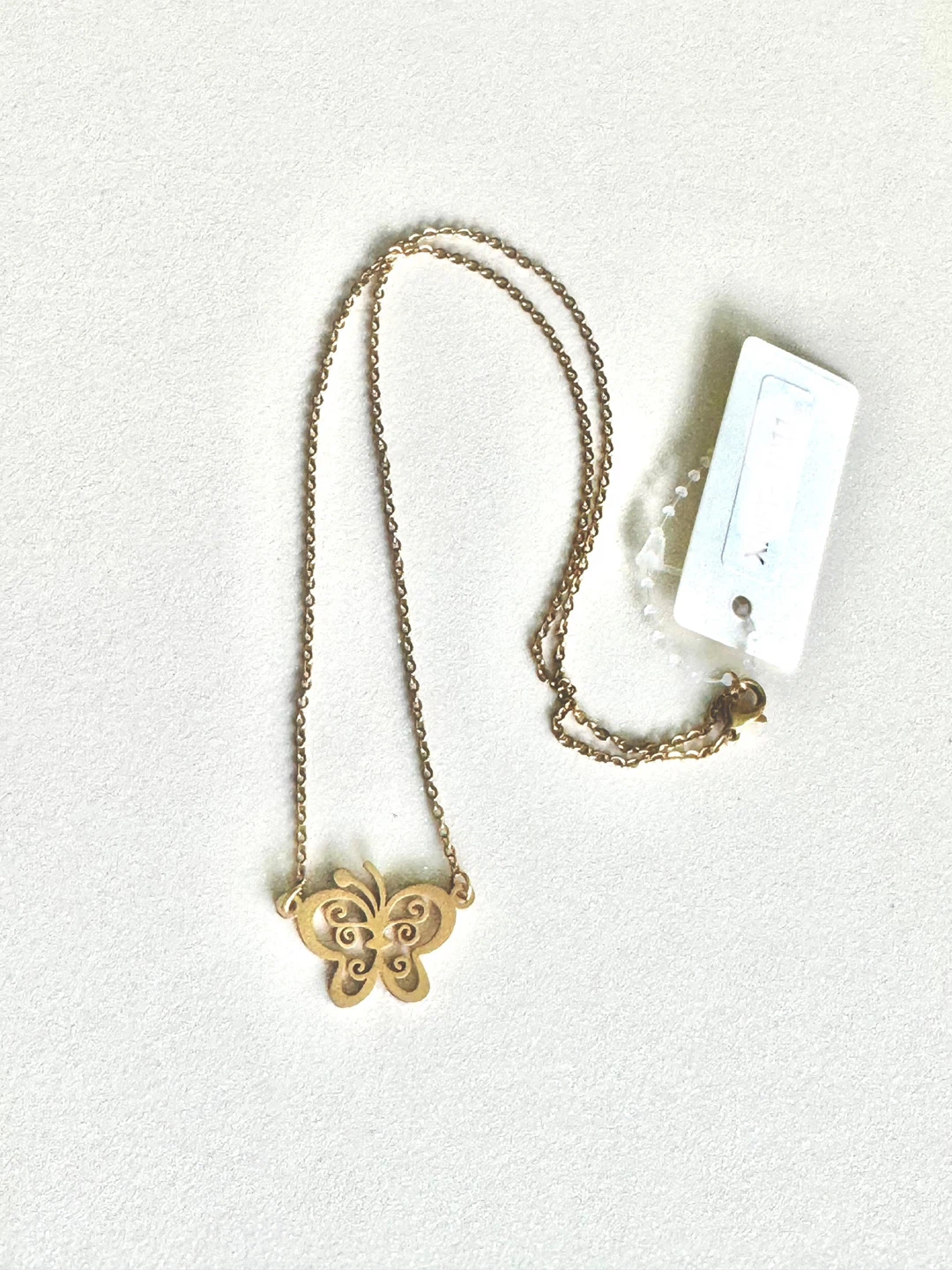 Gold Tone Butterfly Necklace