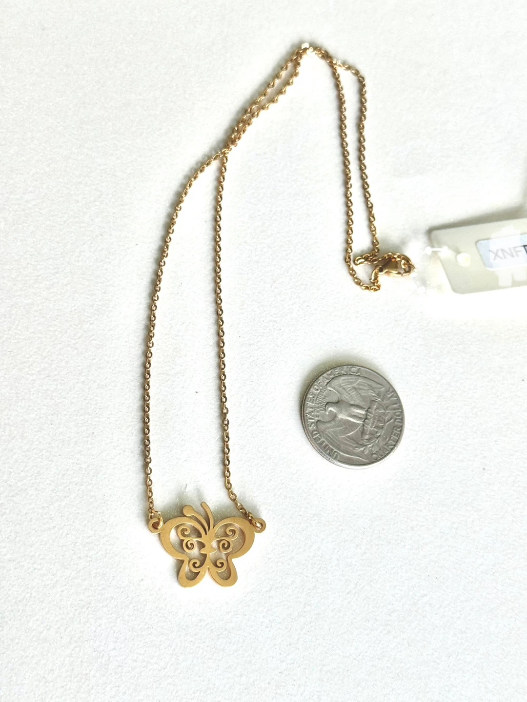 Gold Tone Butterfly Necklace - photo 2