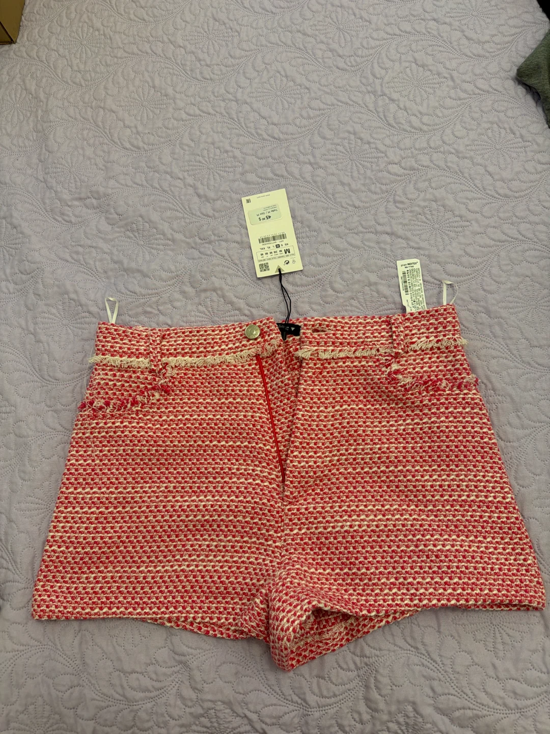 Zara Textured Tweed Shorts
