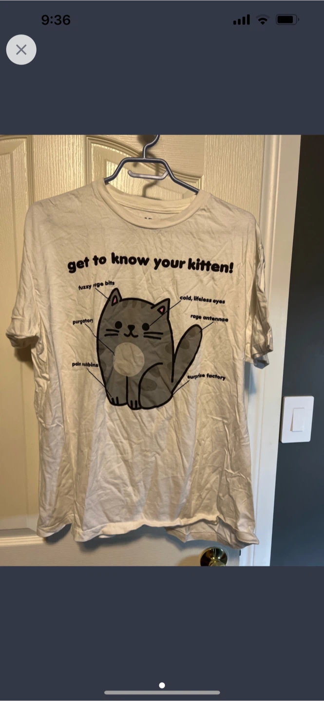 White T-Shirt with Cat Anatomy Graphic