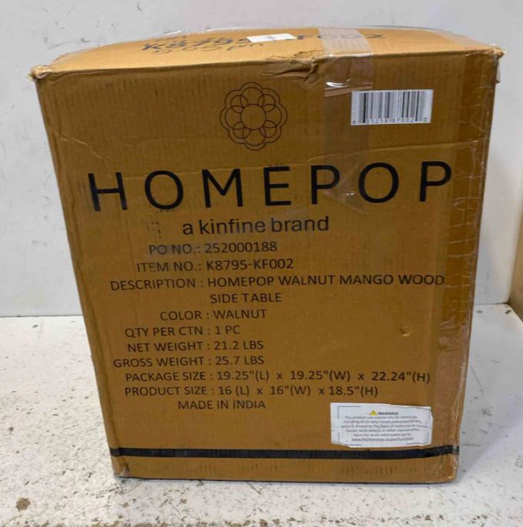 HomePop Walnut Mango Wood Side Table - photo 3