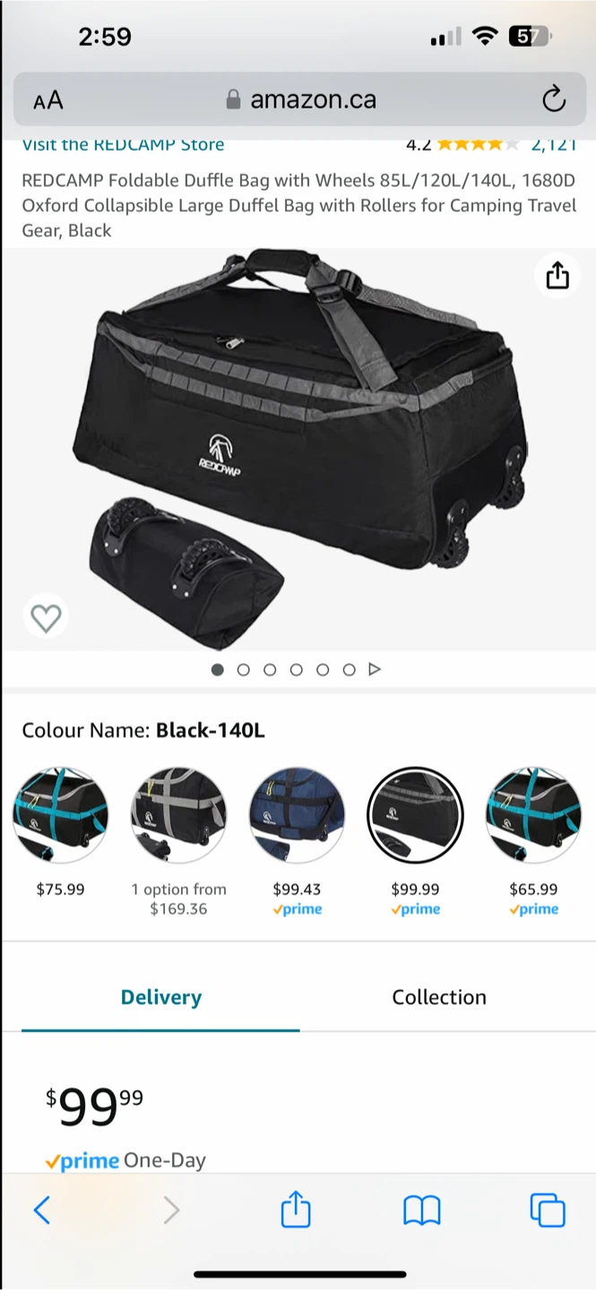 REDDCAMP Large Duffel Bag with Wheels 140L - photo 2
