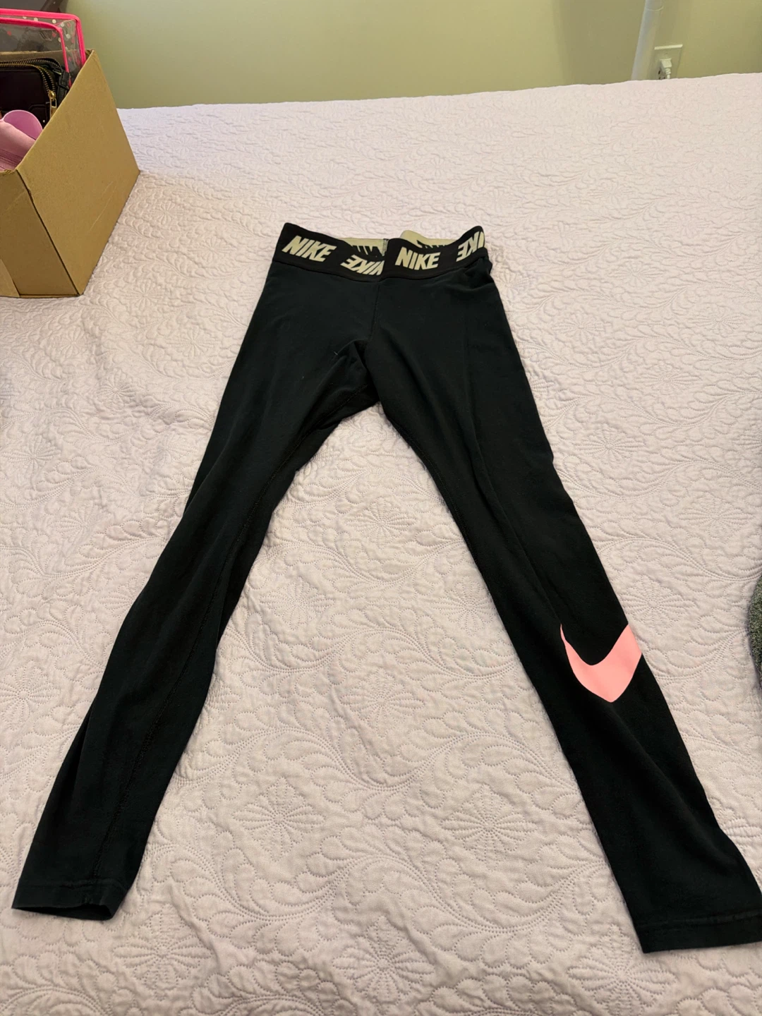 Nike Black Leggings with Pink Swoosh