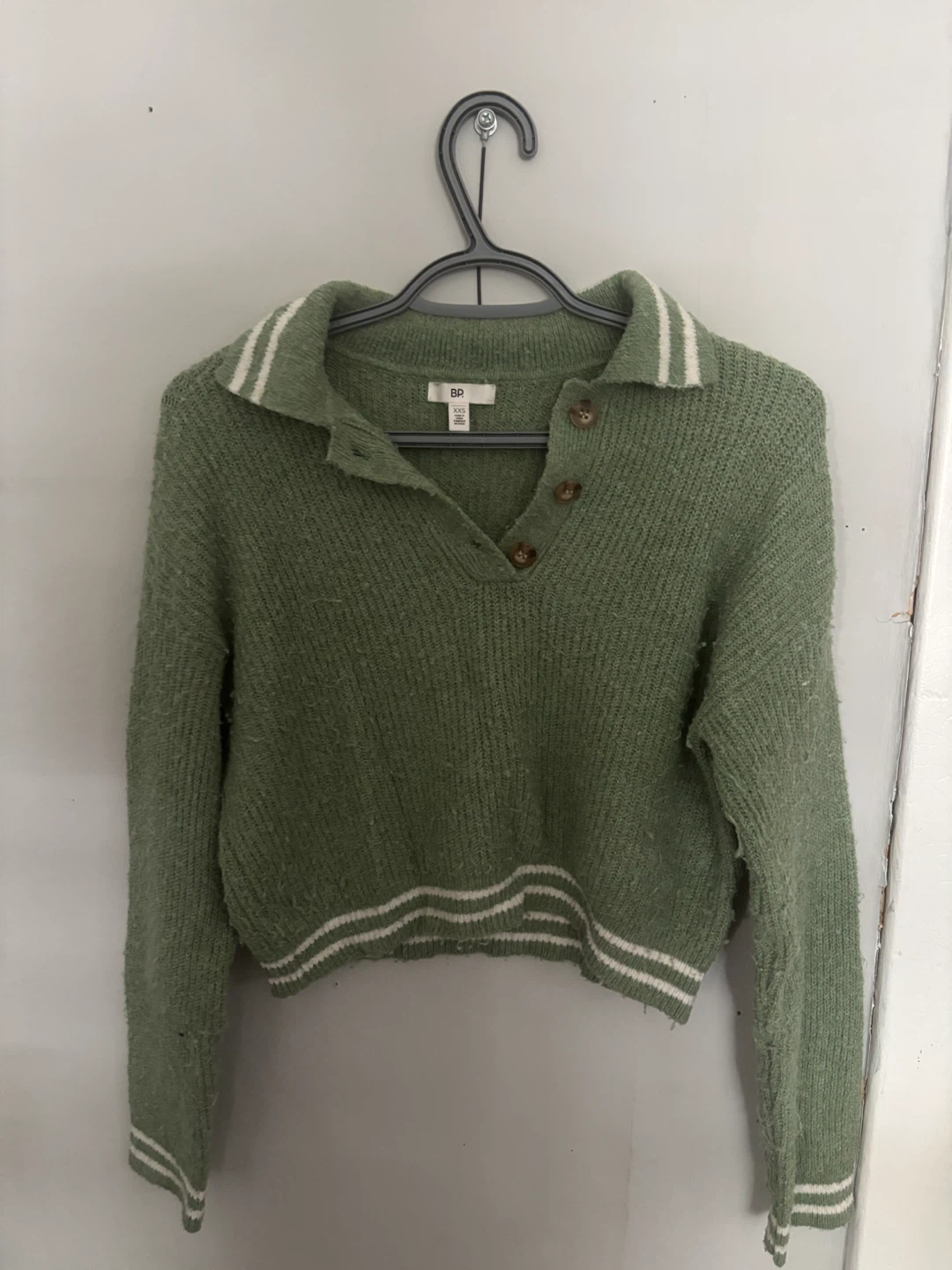 BP. Green Collared Crop Sweater