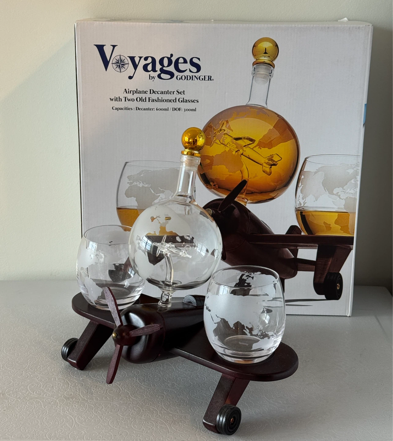 Godinger Airplane Decanter Set with 2 Glasses