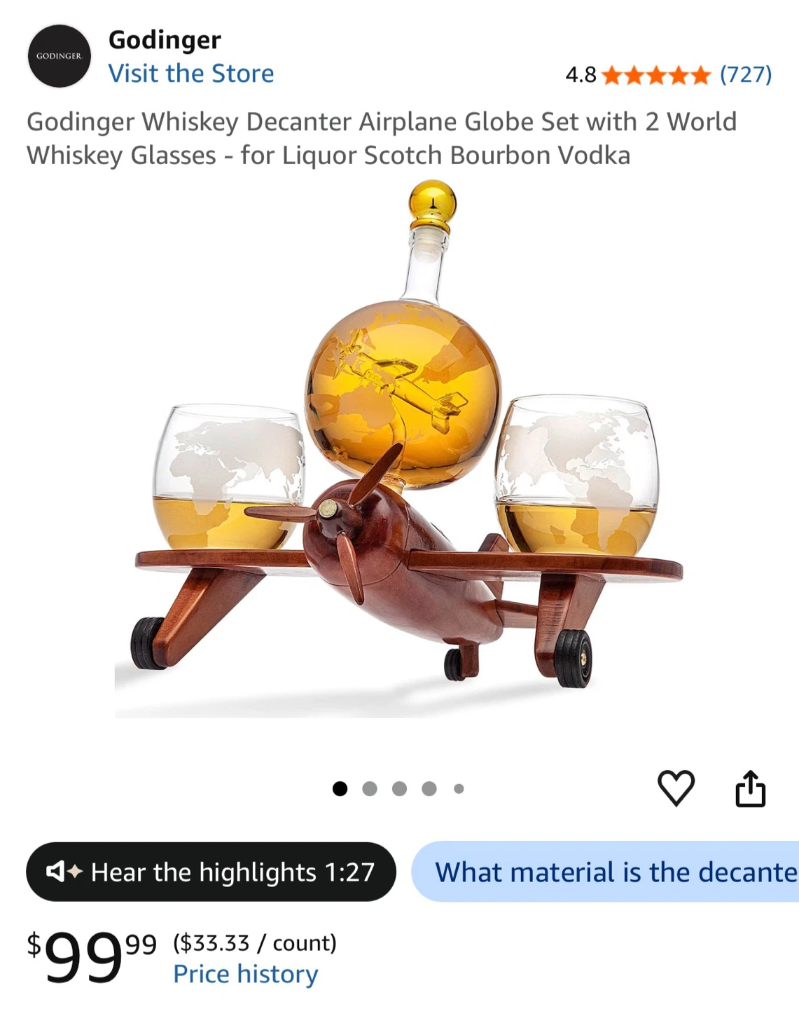 Godinger Airplane Decanter Set with 2 Glasses - photo 3