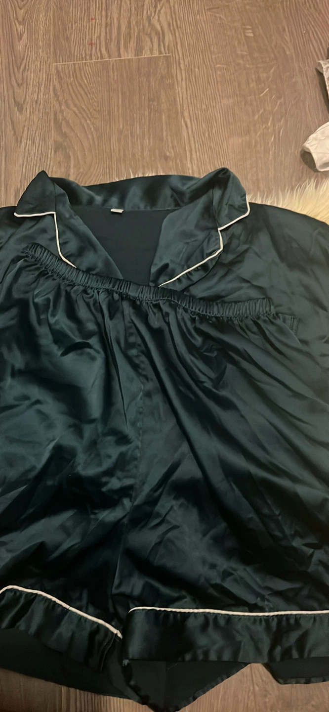 Dark Green Satin Pajama Set Size L - photo 2