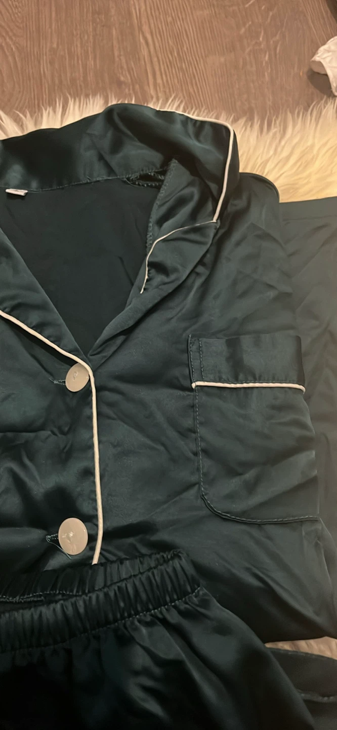 Dark Green Satin Pajama Set Size L - photo 3