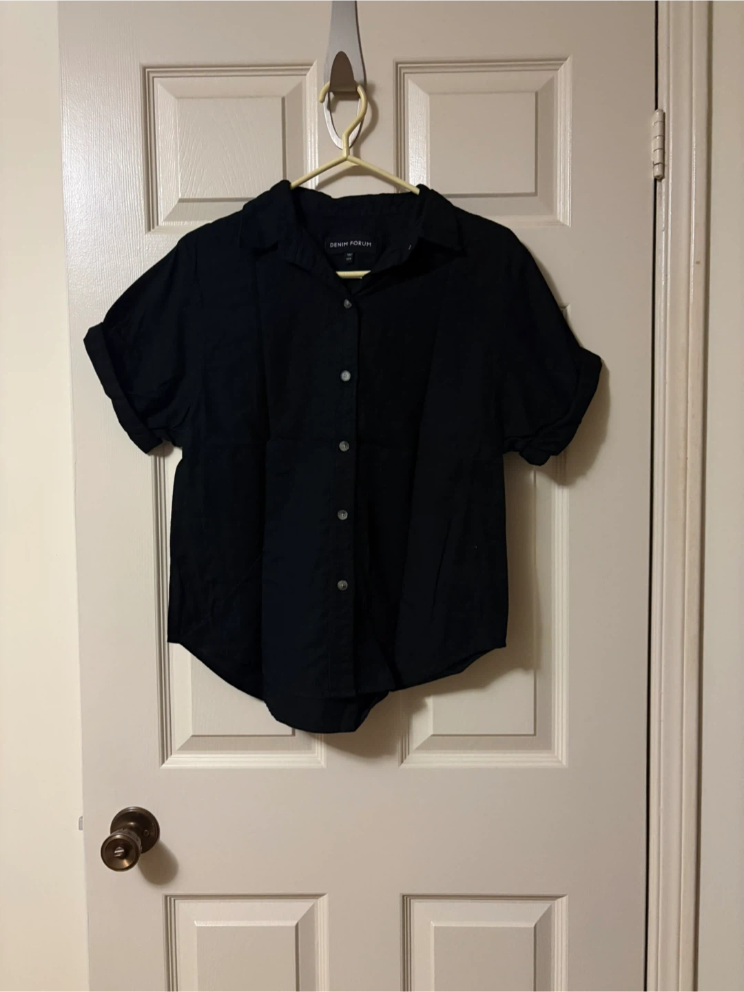 Denim Forum Black Short Sleeve Shirt Sz XXS Oversized