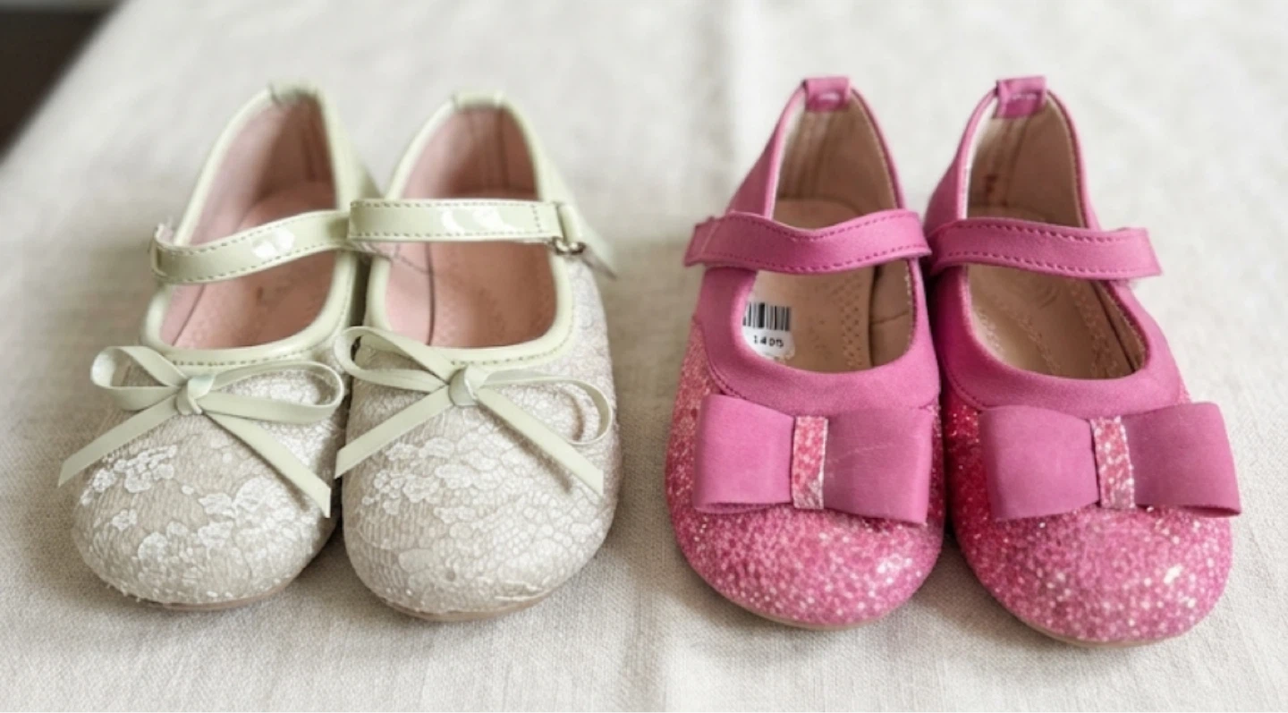 Two pairs of toddler Mary Jane dress shoes