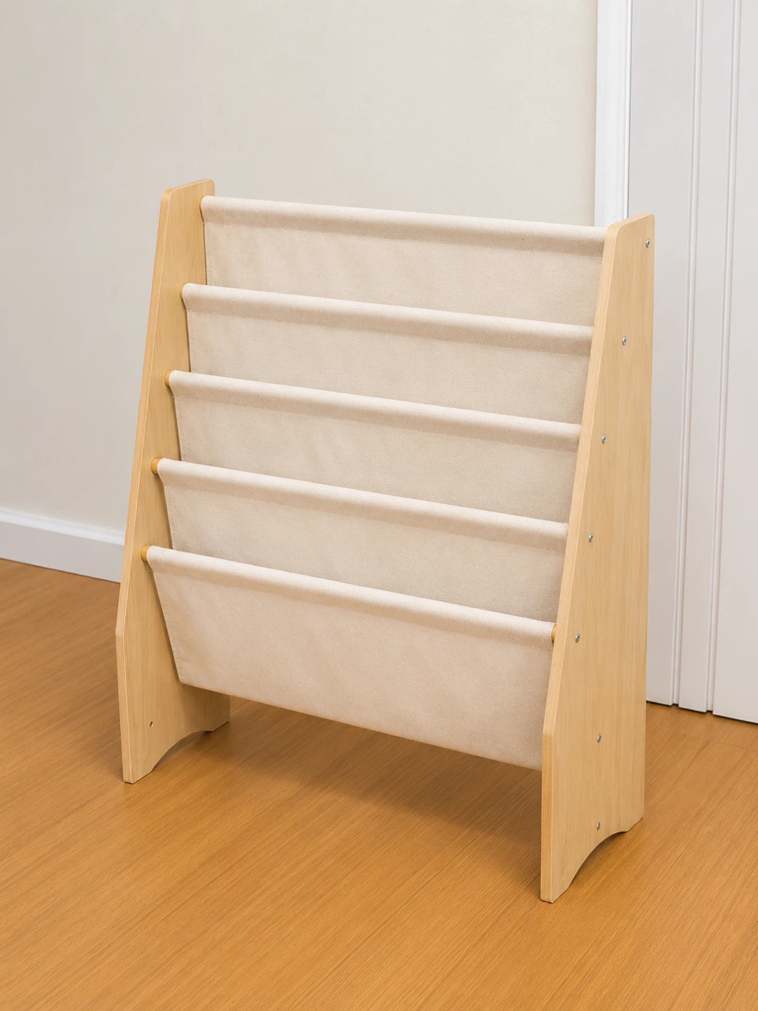Kids Wooden Sling Bookshelf / Book Organizer – $55