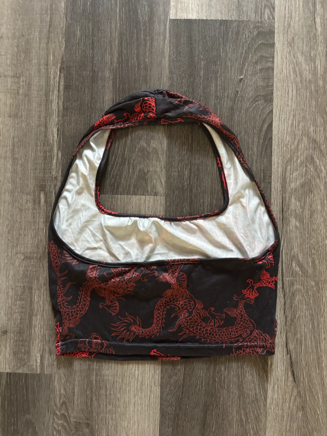 SHEIN Black Red Dragon Halter Crop Top - photo 2