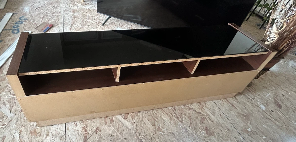 Brown TV Stand with Drawers and Shelves