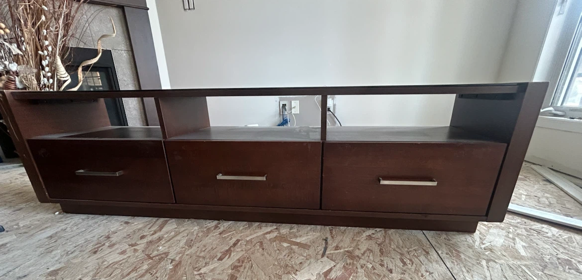 Brown TV Stand with Drawers and Shelves - photo 3