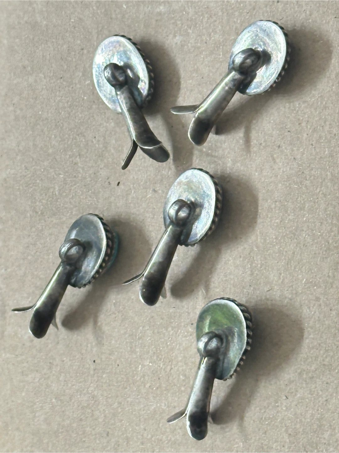 5pc Vintage Sterling & Turquoise Squash Blossom Petals - photo 2