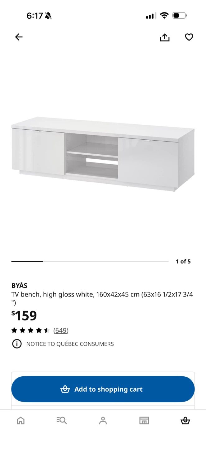 IKEA BYAS TV Bench - White - photo 2