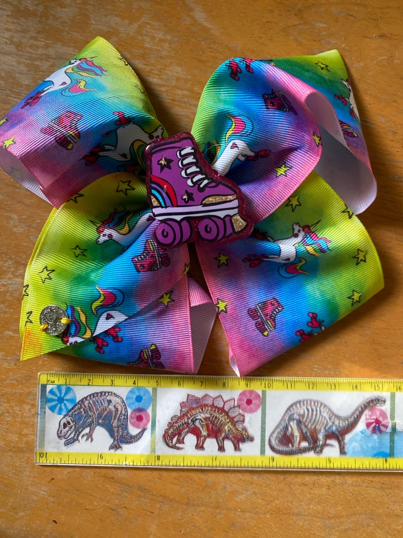 Rainbow Unicorn Roller Skate Hair Bow Clip