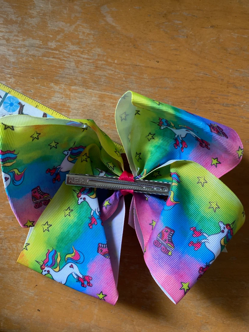 Rainbow Unicorn Roller Skate Hair Bow Clip - photo 4