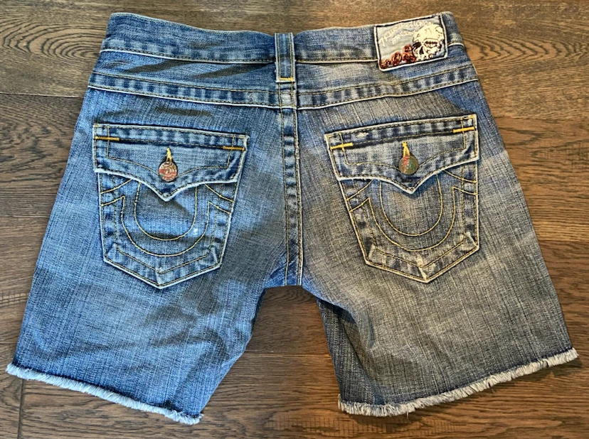True Religion Shorts Y2K Low Rise Distressed Denim USA 24 - photo 2