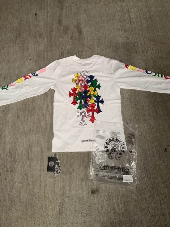 Chrome Hearts White Long Sleeve T-Shirt Multicolor Cross Logo