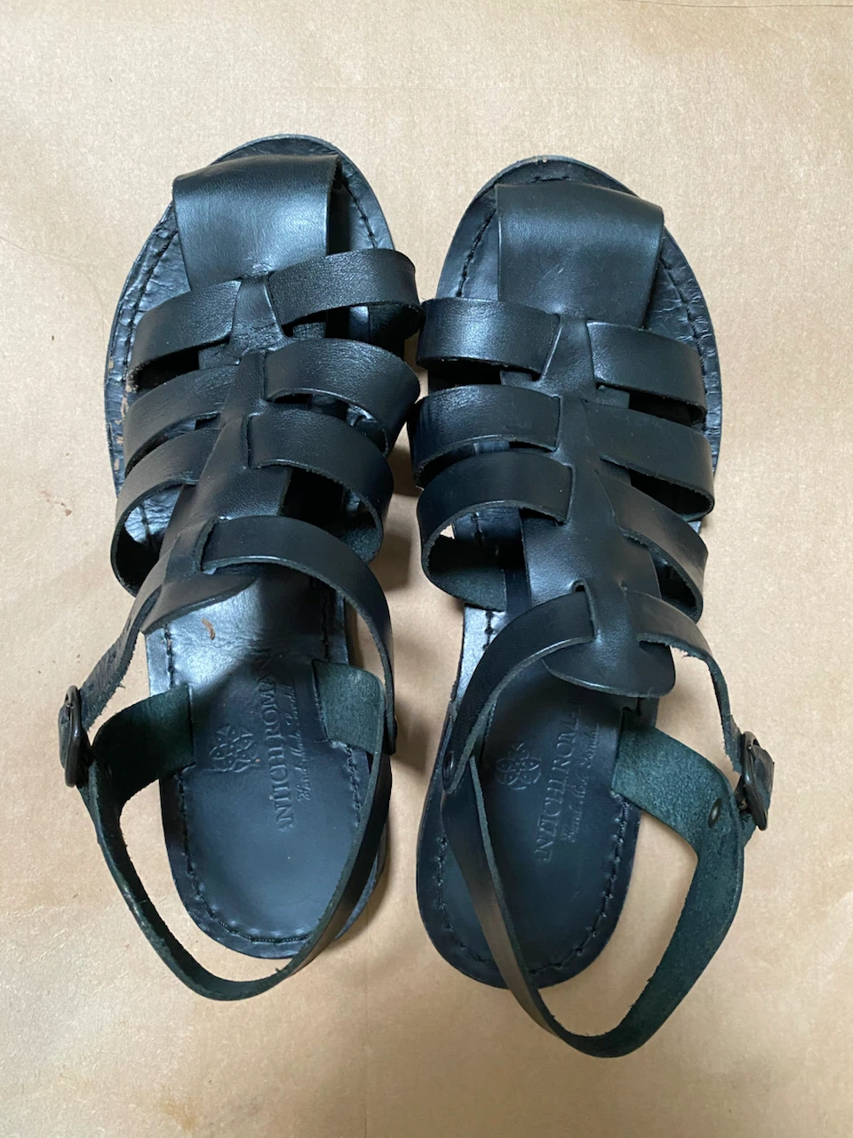 Black Leather Italian Sandals