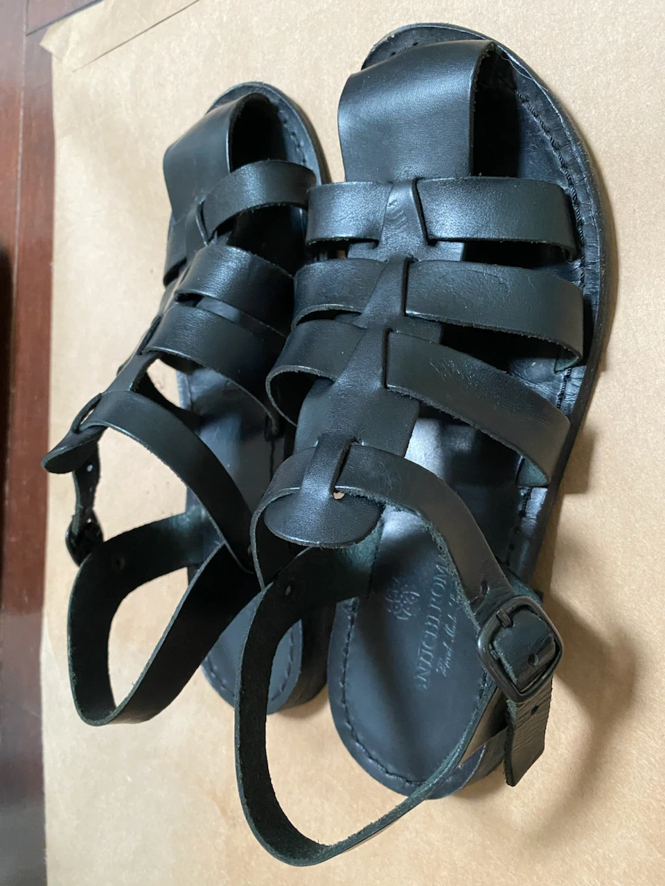 Black Leather Italian Sandals - photo 2