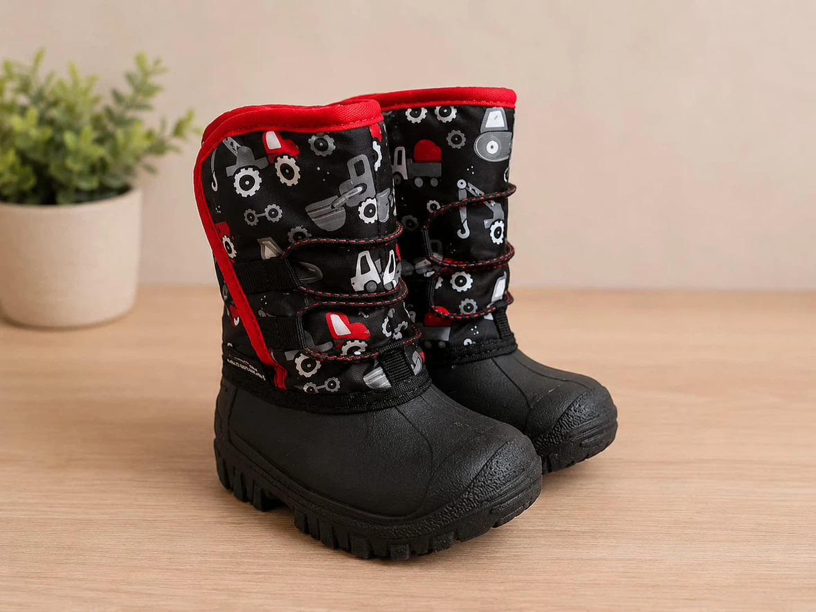 Toddler Winter Boots with Truck Pattern