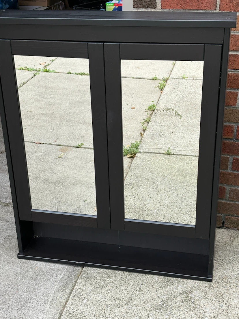 Black Bathroom Mirror Cabinet with Storage